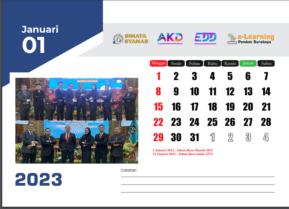 Desain kalender Meja Organisasi