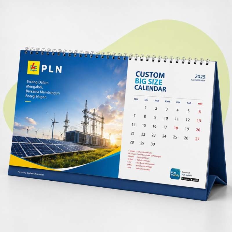 Kalender meja custom 2027 untuk perusahaan di Rembang dengan desain logo corporate